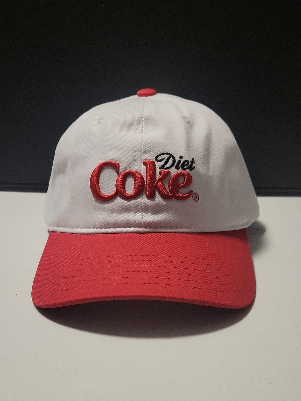 Diet Coke Embroidered Baseball Cap - White & Red.   10